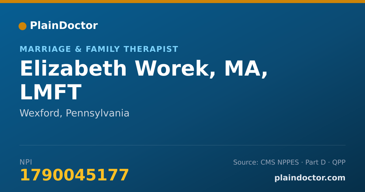 Shareable card for Elizabeth Worek, MA, LMFT - Marriage & Family Therapist, Wexford, PA