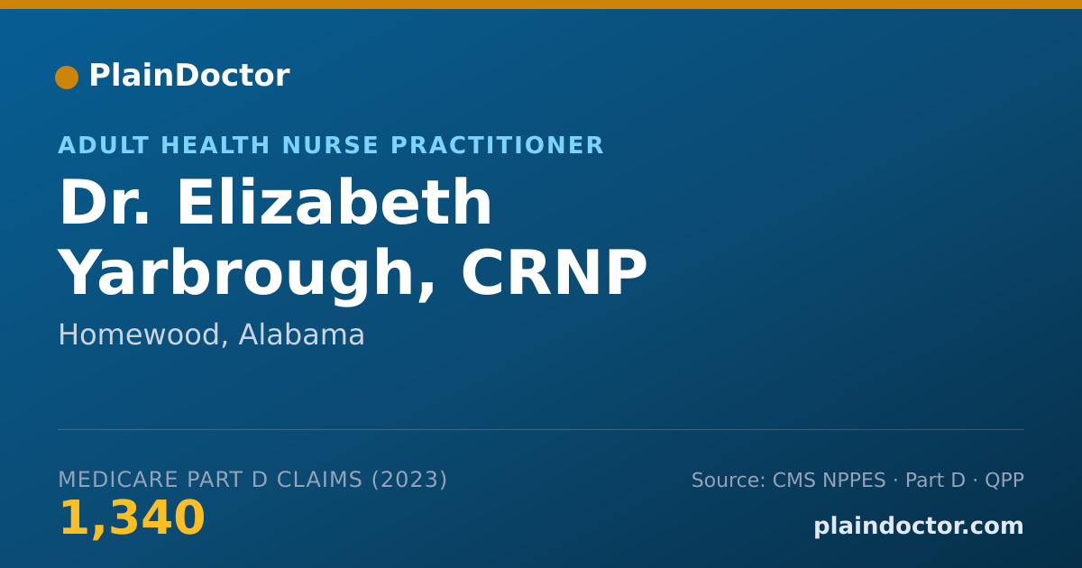 Shareable card for Elizabeth Yarbrough, CRNP - Adult Health Nurse Practitioner, Homewood, AL
