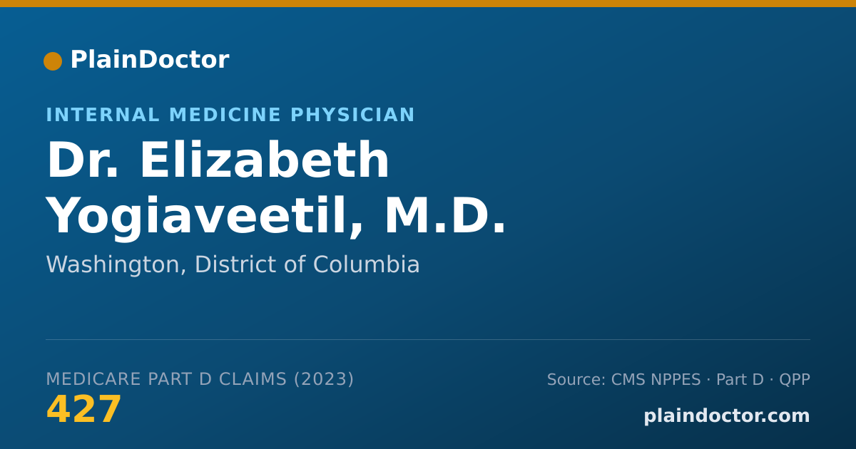 Shareable card for Elizabeth Yogiaveetil, M.D. - Internal Medicine Physician, Washington, DC