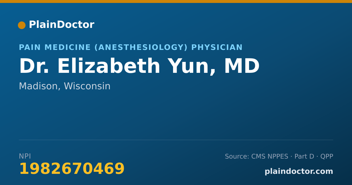 Shareable card for Elizabeth Yun, MD - Pain Medicine (Anesthesiology) Physician, Madison, WI