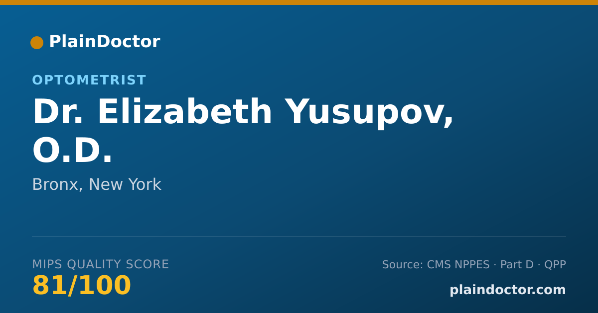 Shareable card for Elizabeth Yusupov, O.D. - Optometrist, Bronx, NY