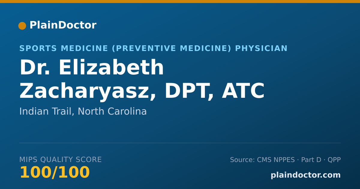Shareable card for Elizabeth Zacharyasz, DPT, ATC - Sports Medicine (Preventive Medicine) Physician, Indian Trail, NC