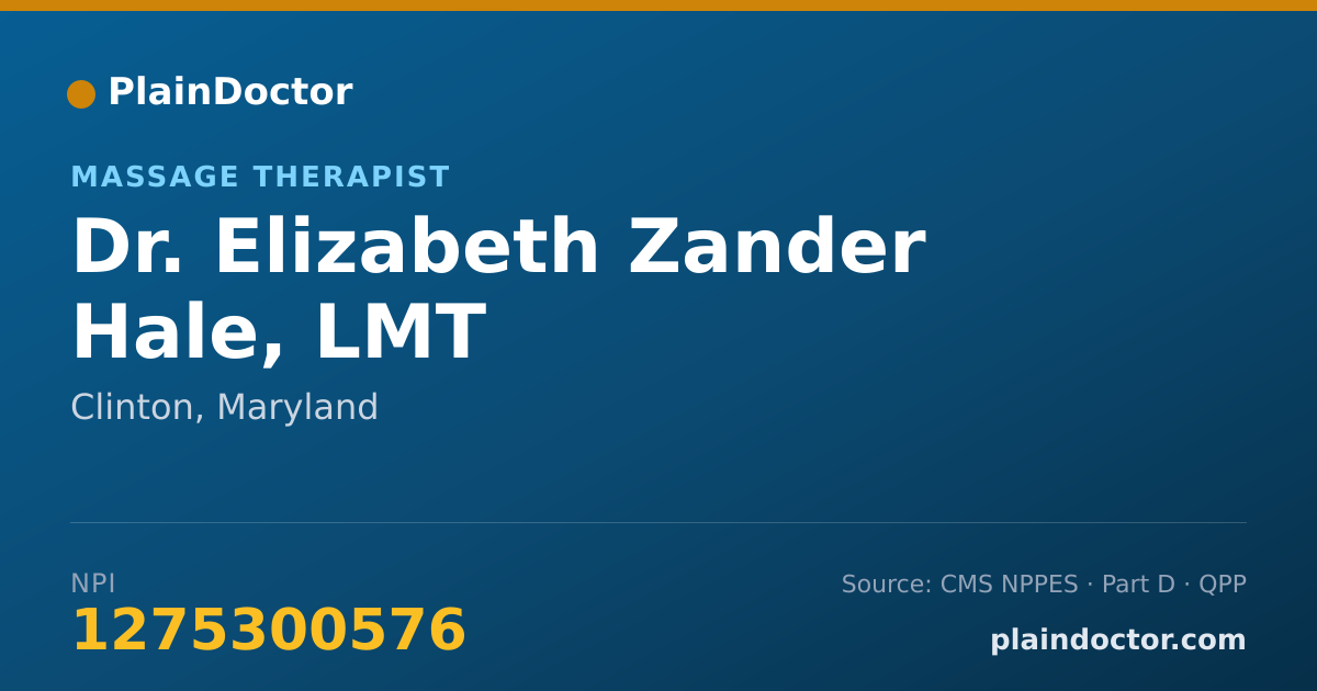 Shareable card for Elizabeth Zander Hale, LMT - Massage Therapist, Clinton, MD