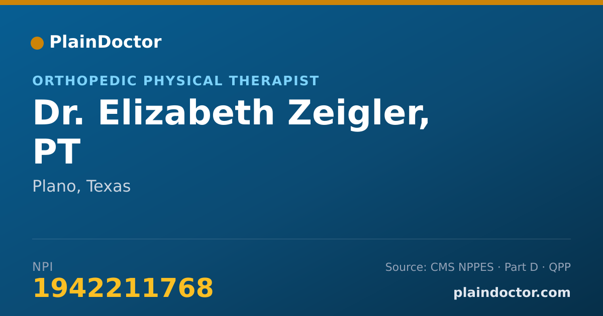 Shareable card for Elizabeth Zeigler, PT - Orthopedic Physical Therapist, Plano, TX