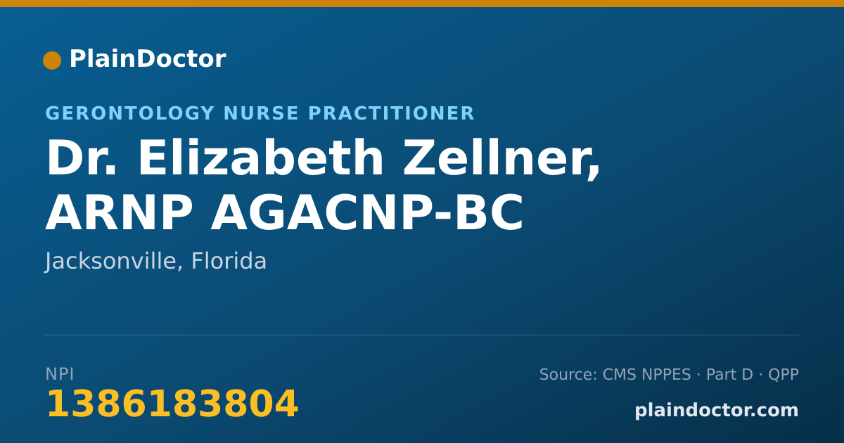 Shareable card for Elizabeth Zellner, ARNP AGACNP-BC - Gerontology Nurse Practitioner, Jacksonville, FL