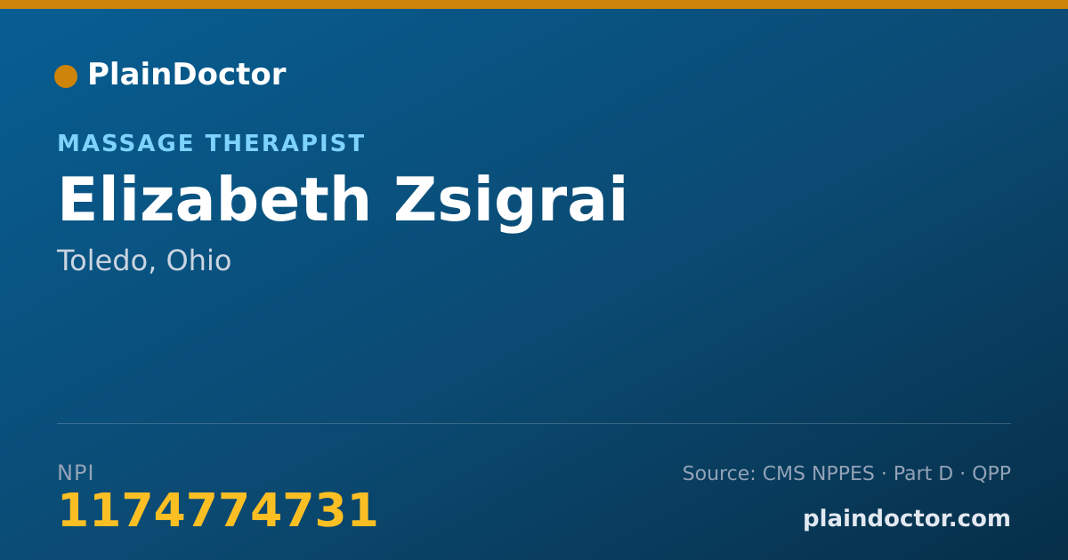 Shareable card for Elizabeth Zsigrai - Massage Therapist, Toledo, OH