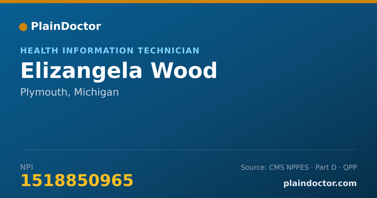 Shareable card for Elizangela Wood - Health Information Technician, Plymouth, MI