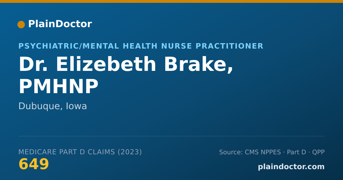 Shareable card for Elizebeth Brake, PMHNP - Psychiatric/Mental Health Nurse Practitioner, Dubuque, IA