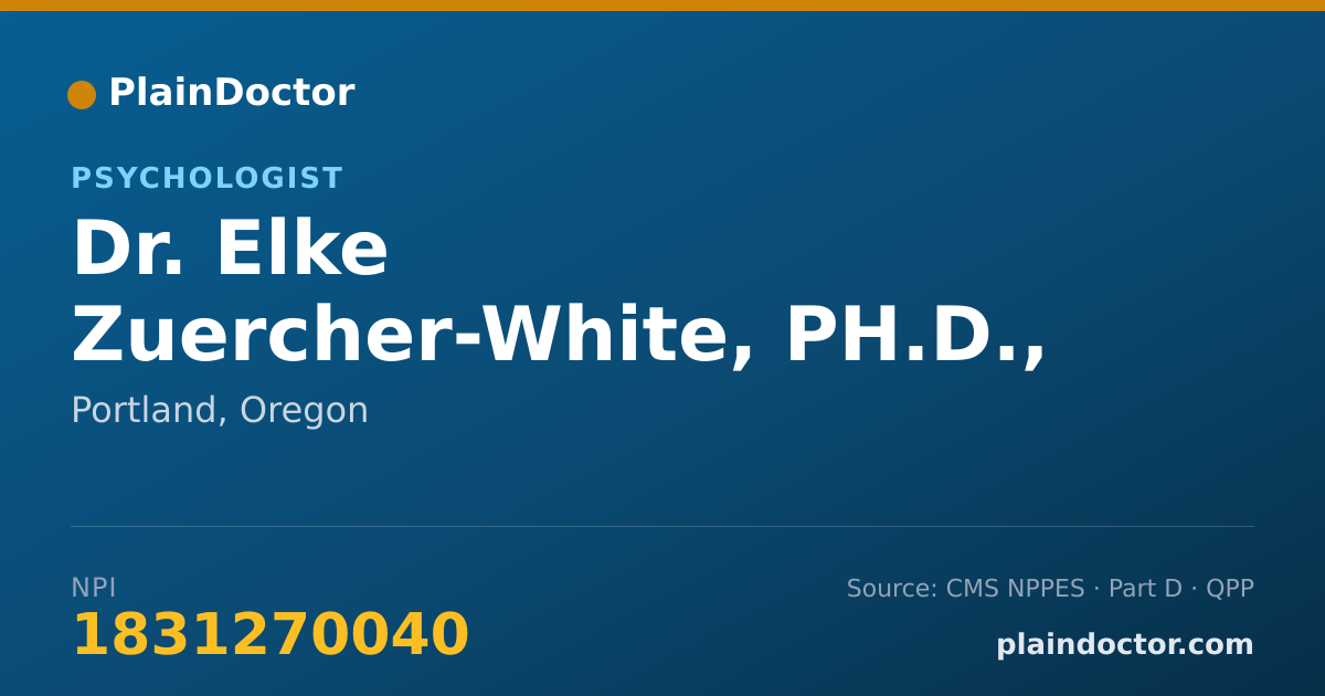 Shareable card for Elke Zuercher-White, PH.D., ABPP - Psychologist, Portland, OR