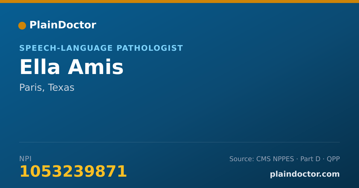 Shareable card for Ella Amis - Speech-Language Pathologist, Paris, TX