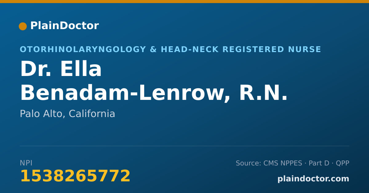 Shareable card for Ella Benadam-Lenrow, R.N. - Otorhinolaryngology & Head-Neck Registered Nurse, Palo Alto, CA
