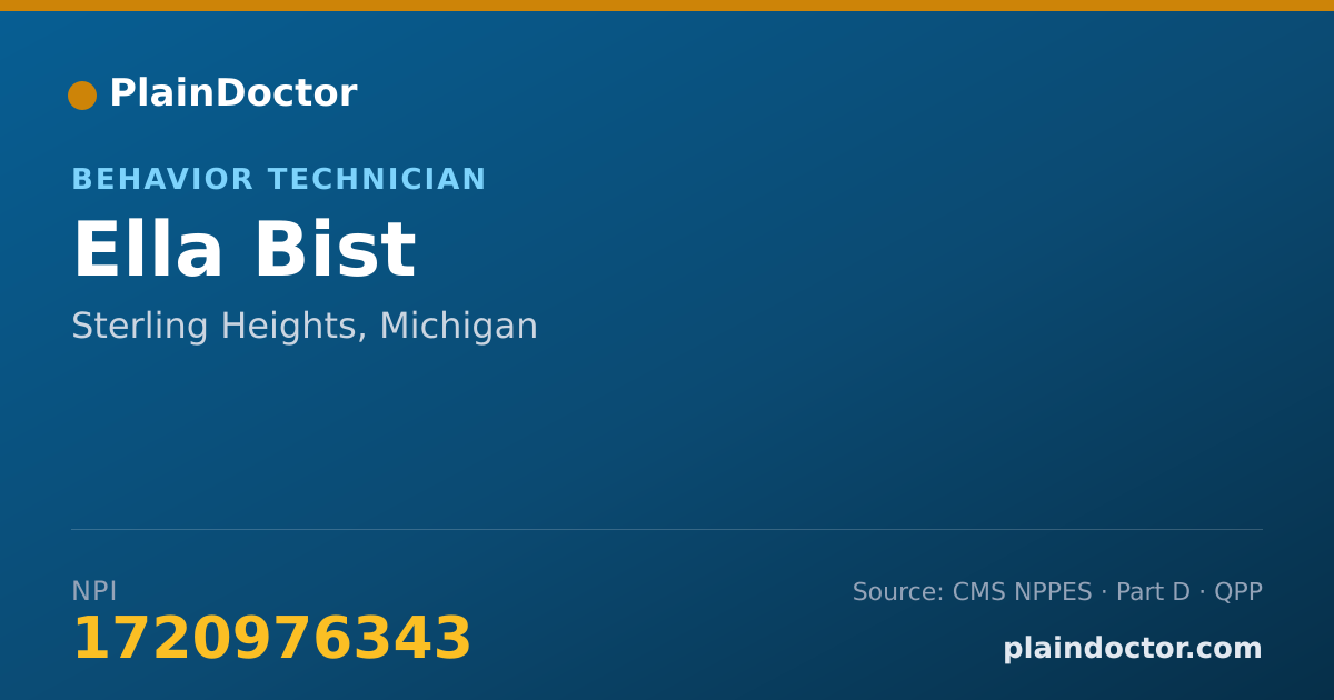 Shareable card for Ella Bist - Behavior Technician, Sterling Heights, MI