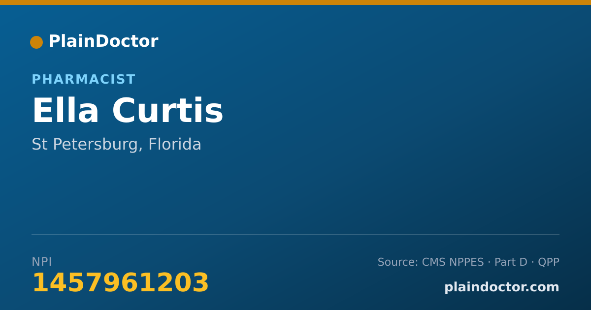 Shareable card for Ella Curtis - Pharmacist, St Petersburg, FL