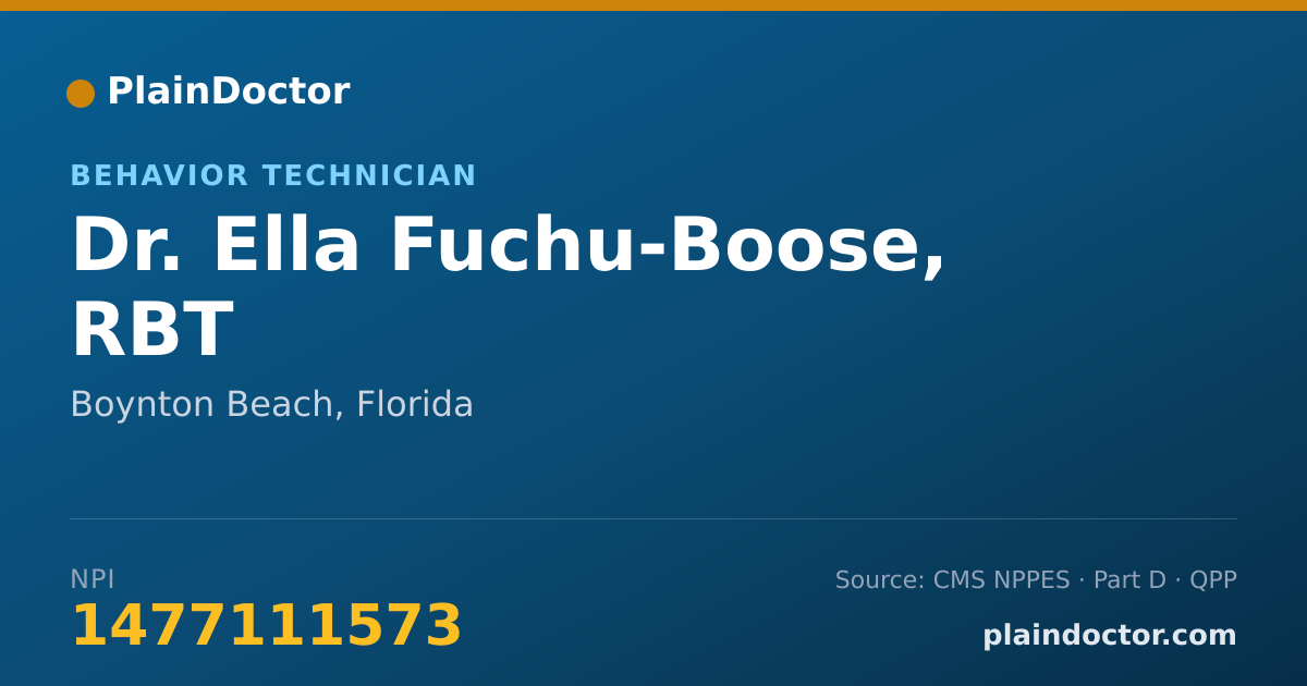 Shareable card for Ella Fuchu-Boose, RBT - Behavior Technician, Boynton Beach, FL