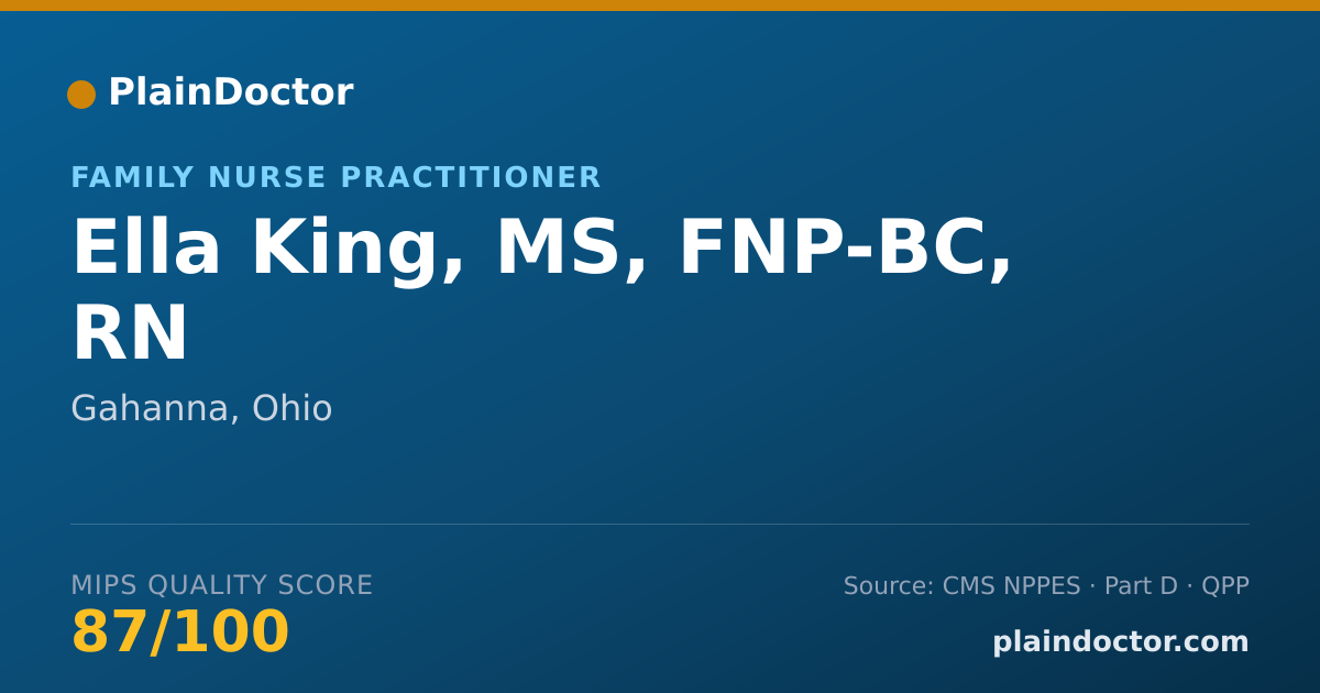 Shareable card for Ella King, MS, FNP-BC, RN - Family Nurse Practitioner, Gahanna, OH