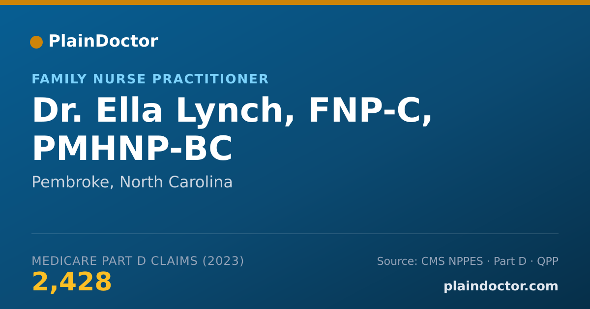 Shareable card for Ella Lynch, FNP-C, PMHNP-BC - Family Nurse Practitioner, Pembroke, NC