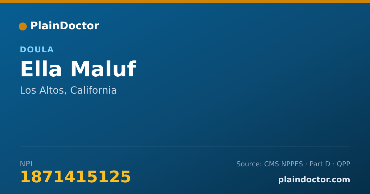 Shareable card for Ella Maluf - Doula, Los Altos, CA