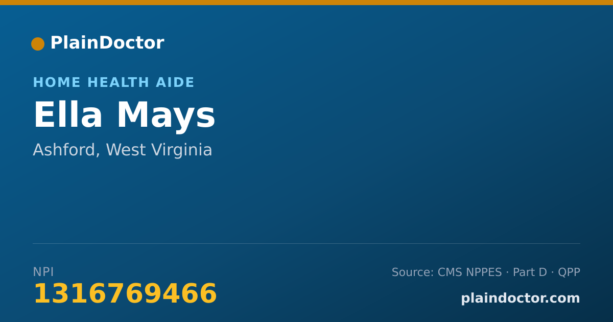 Shareable card for Ella Mays - Home Health Aide, Ashford, WV