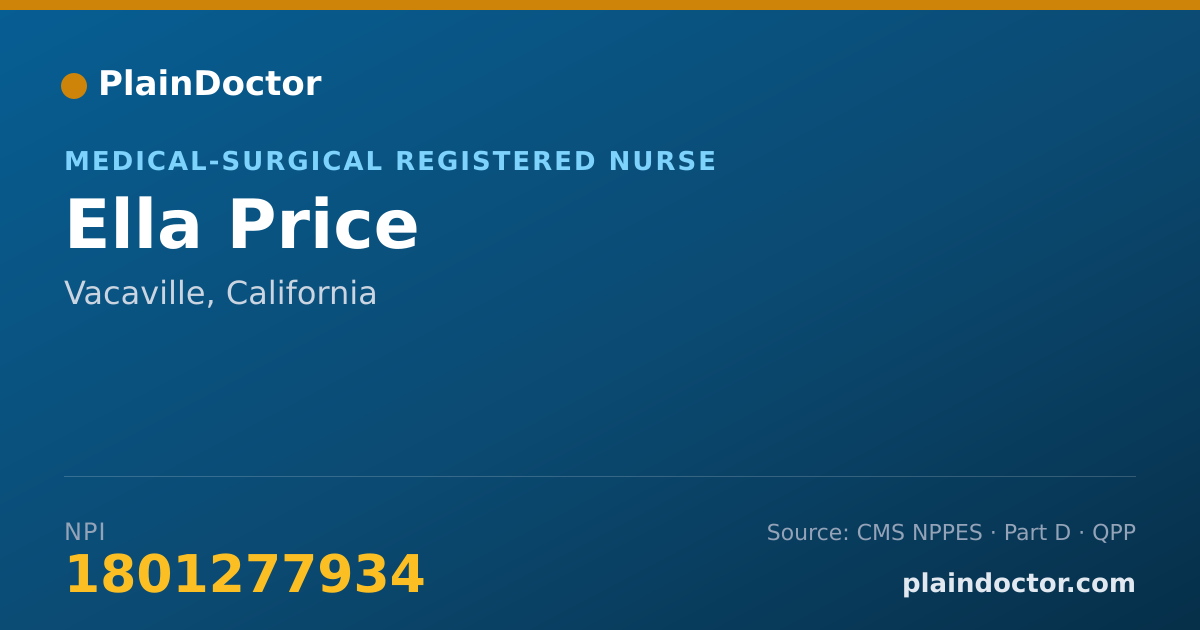 Shareable card for Ella Price - Medical-Surgical Registered Nurse, Vacaville, CA