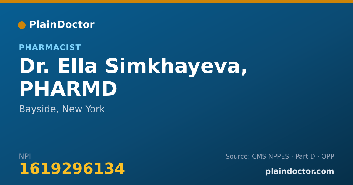 Shareable card for Ella Simkhayeva, PHARMD - Pharmacist, Bayside, NY