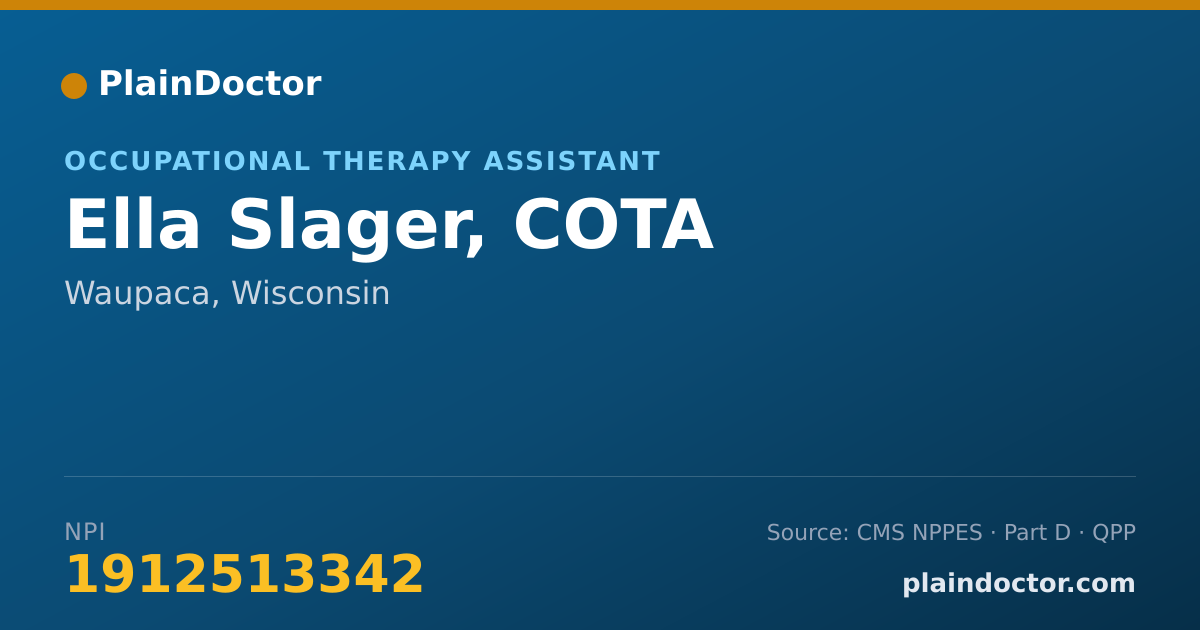 Shareable card for Ella Slager, COTA - Occupational Therapy Assistant, Waupaca, WI