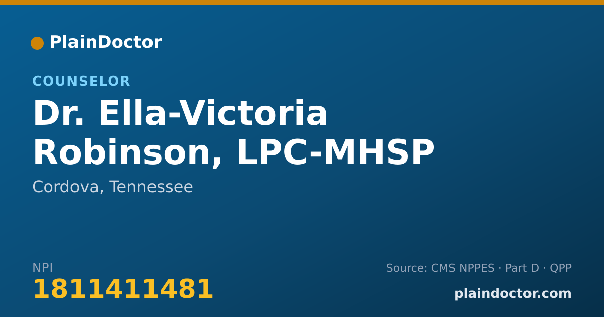 Shareable card for Ella-Victoria Robinson, LPC-MHSP (TEMP) - Counselor, Cordova, TN
