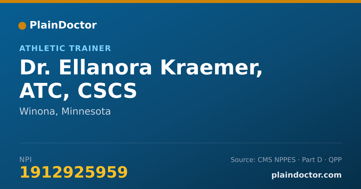 Shareable card for Ellanora Kraemer, ATC, CSCS - Athletic Trainer, Winona, MN