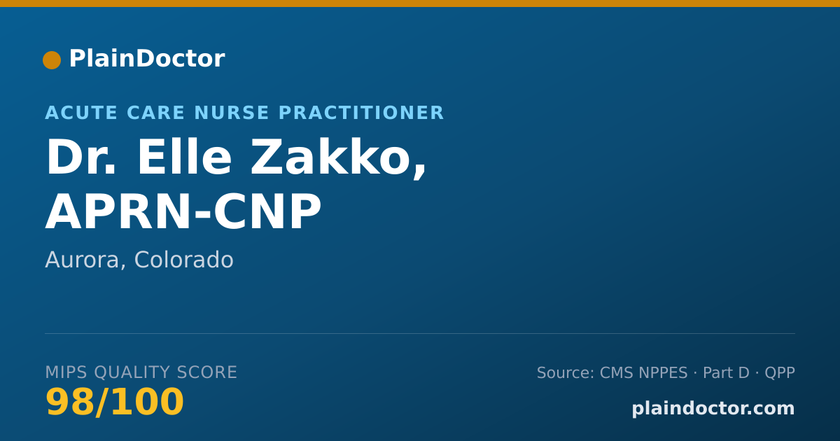 Shareable card for Elle Zakko, APRN-CNP - Acute Care Nurse Practitioner, Aurora, CO