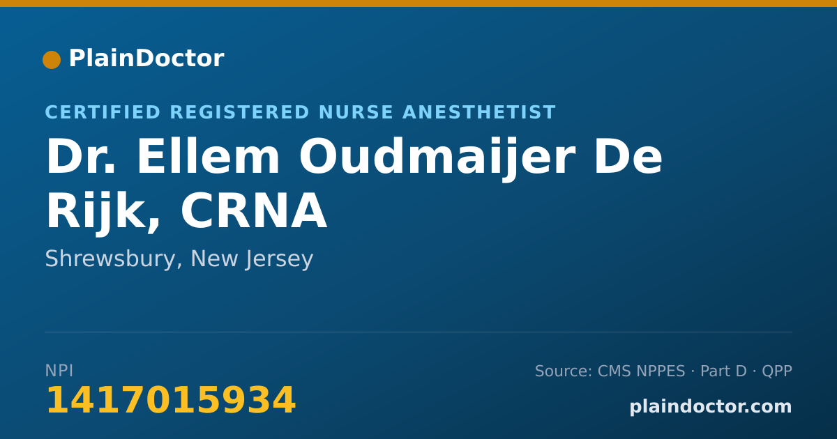 Shareable card for Ellem Oudmaijer De Rijk, CRNA - Certified Registered Nurse Anesthetist, Shrewsbury, NJ