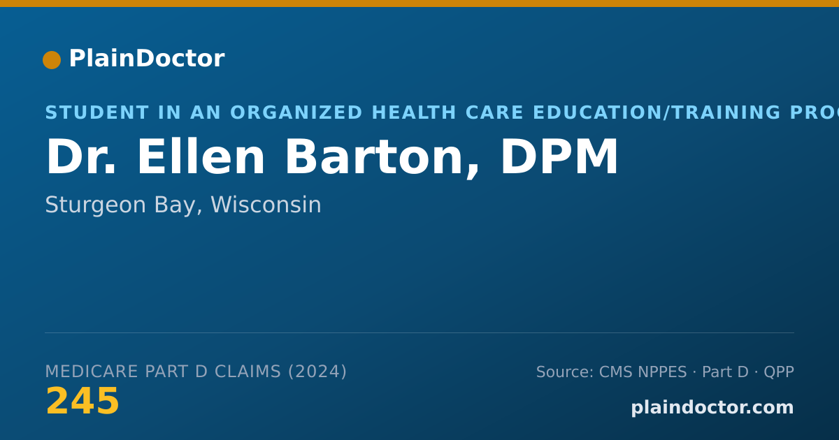 Shareable card for Ellen Barton, DPM - Student in an Organized Health Care Education/Training Program, Sturgeon Bay, WI
