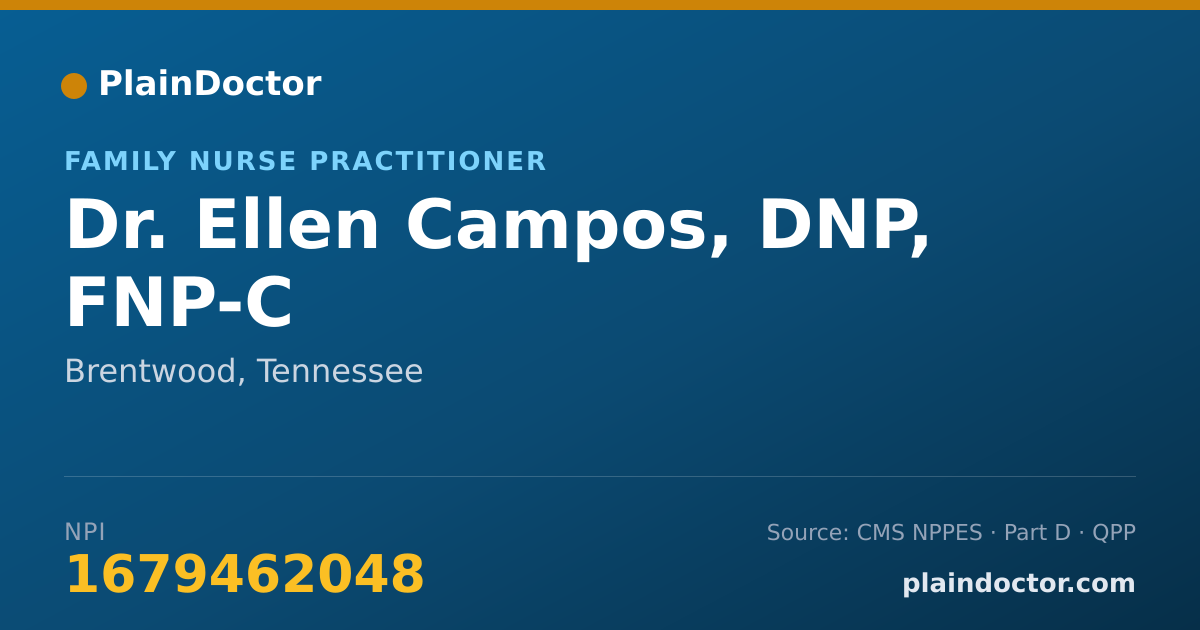 Shareable card for Ellen Campos, DNP, FNP-C - Family Nurse Practitioner, Brentwood, TN