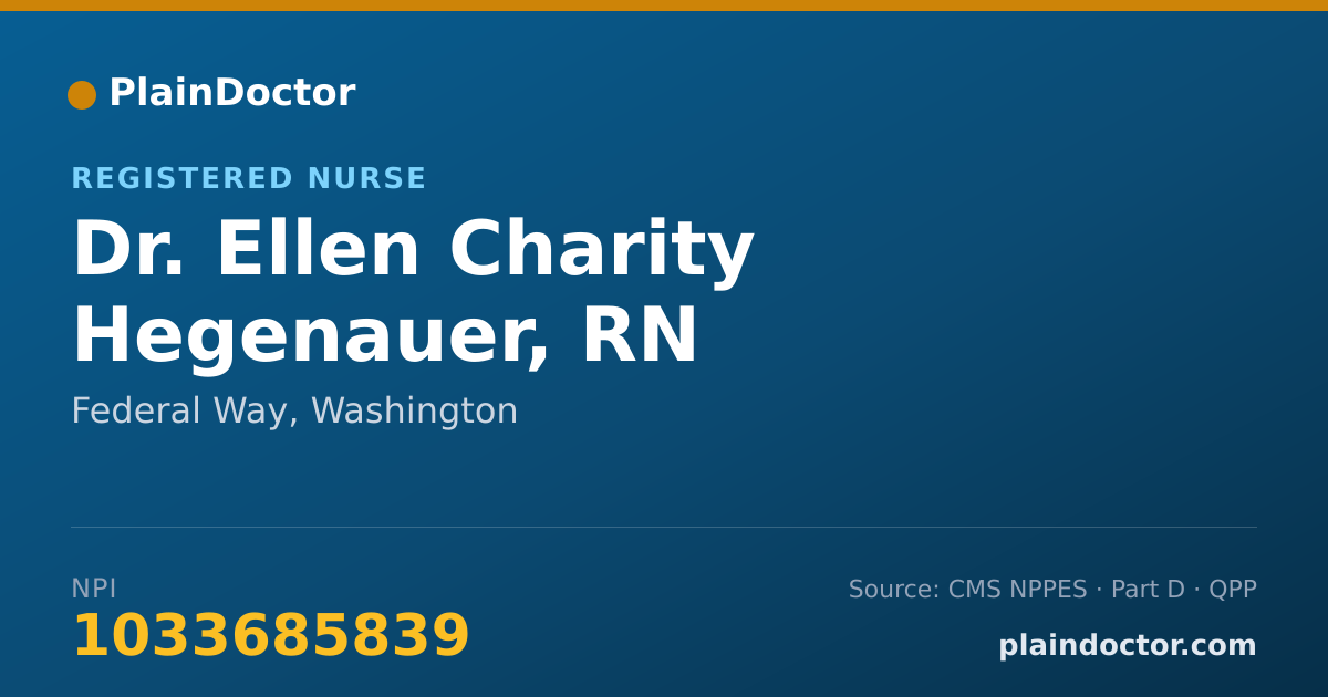 Shareable card for Ellen Charity Hegenauer, RN - Registered Nurse, Federal Way, WA