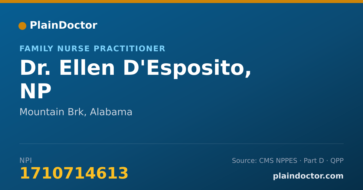 Shareable card for Ellen D'Esposito, NP - Family Nurse Practitioner, Mountain Brk, AL
