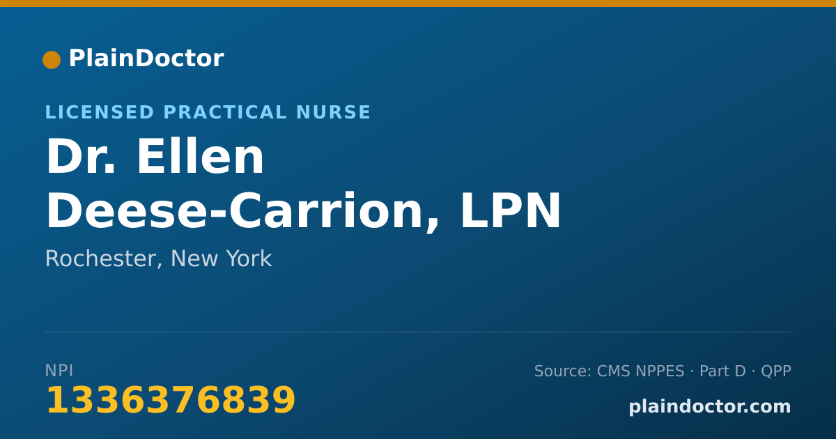 Shareable card for Ellen Deese-Carrion, LPN - Licensed Practical Nurse, Rochester, NY