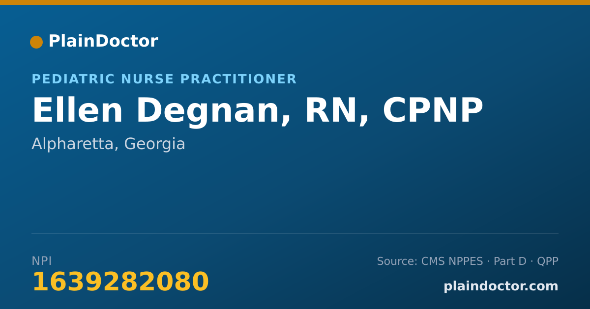 Shareable card for Ellen Degnan, RN, CPNP - Pediatric Nurse Practitioner, Alpharetta, GA
