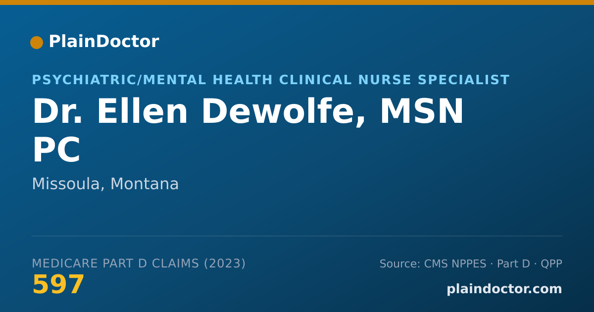 Shareable card for Ellen Dewolfe, MSN PC - Psychiatric/Mental Health Clinical Nurse Specialist, Missoula, MT
