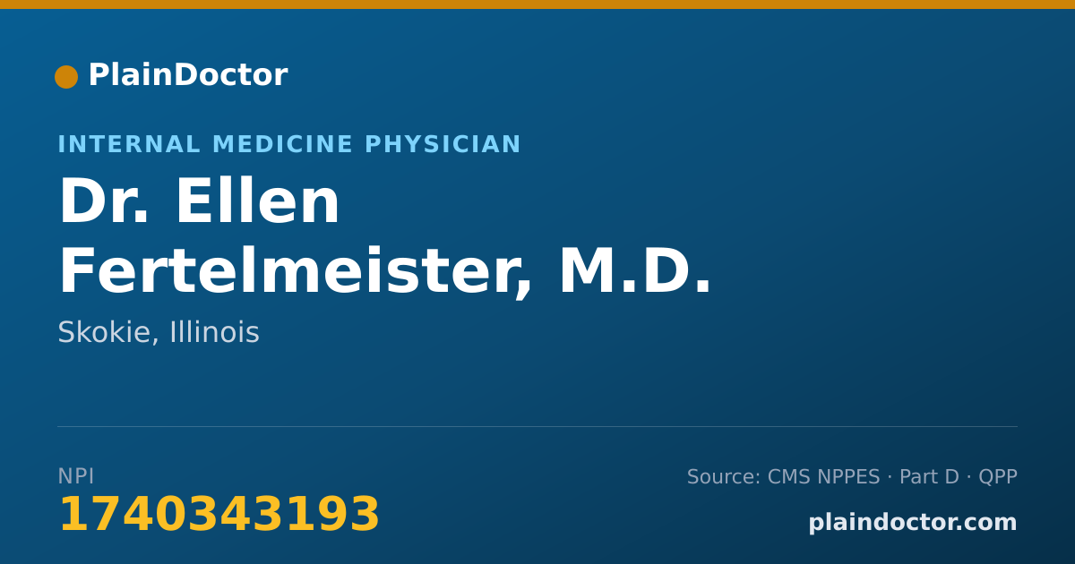 Shareable card for Ellen Fertelmeister, M.D. - Internal Medicine Physician, Skokie, IL