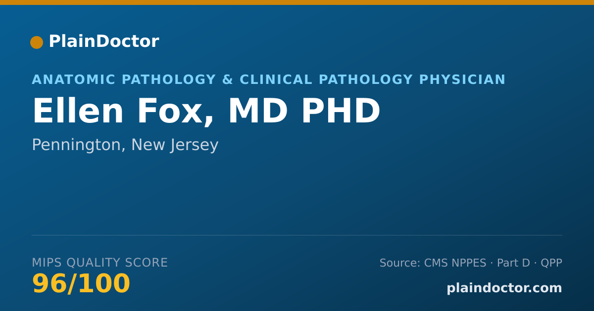 Shareable card for Ellen Fox, MD PHD - Anatomic Pathology & Clinical Pathology Physician, Pennington, NJ