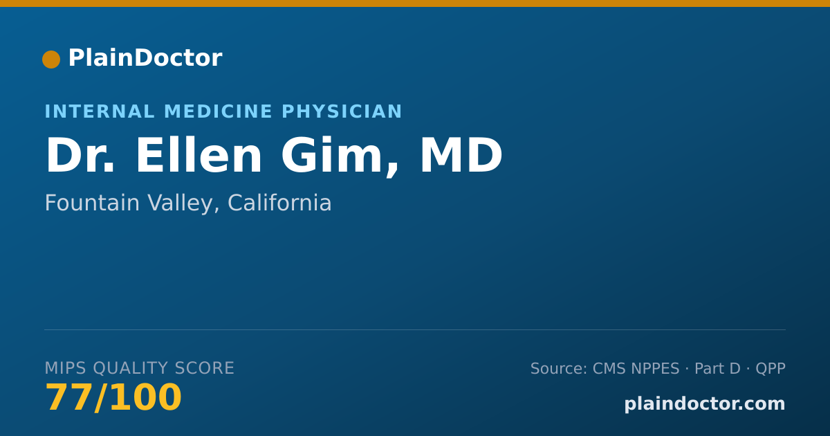 Shareable card for Ellen Gim, MD - Internal Medicine Physician, Fountain Valley, CA