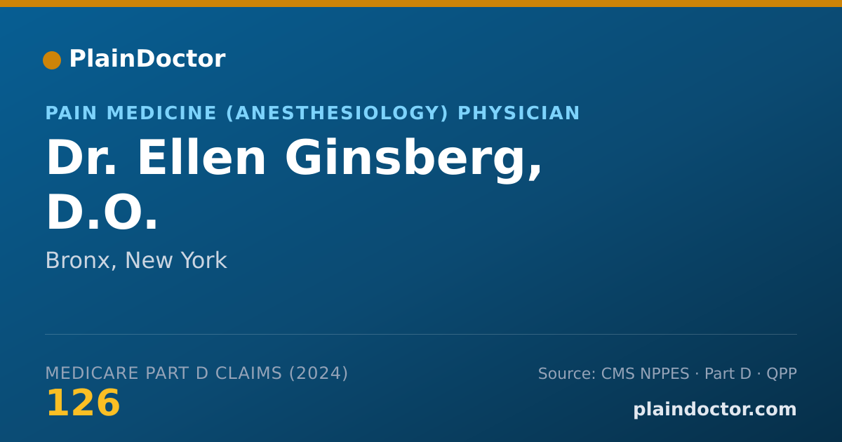 Shareable card for Ellen Ginsberg, D.O. - Pain Medicine (Anesthesiology) Physician, Bronx, NY
