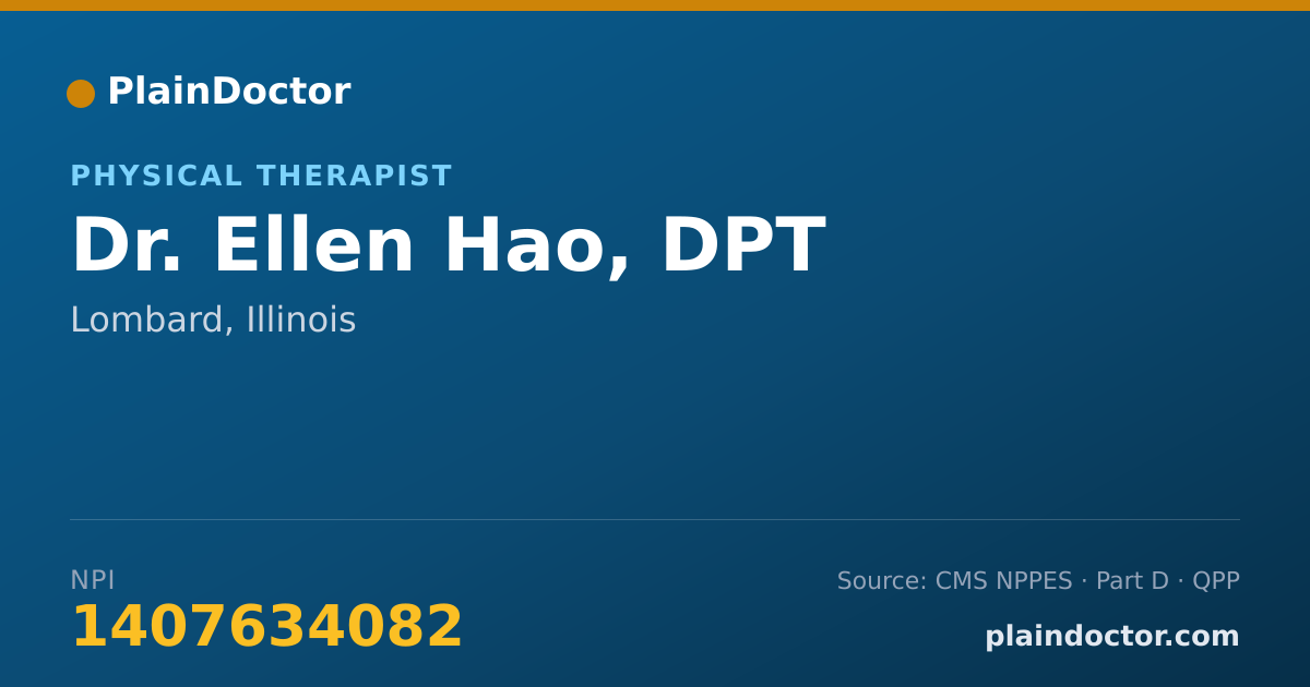 Shareable card for Ellen Hao, DPT - Physical Therapist, Lombard, IL