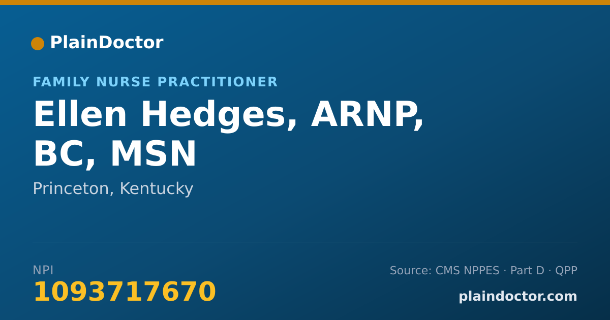 Shareable card for Ellen Hedges, ARNP, BC, MSN - Family Nurse Practitioner, Princeton, KY
