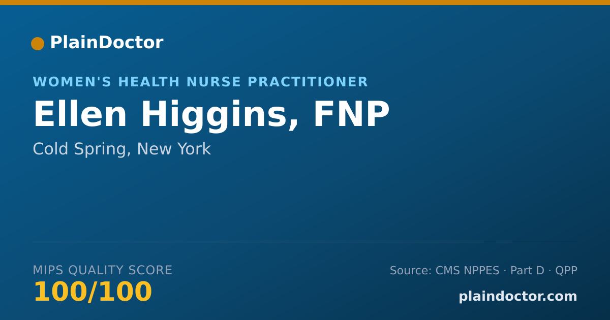 Shareable card for Ellen Higgins, FNP - Women's Health Nurse Practitioner, Cold Spring, NY