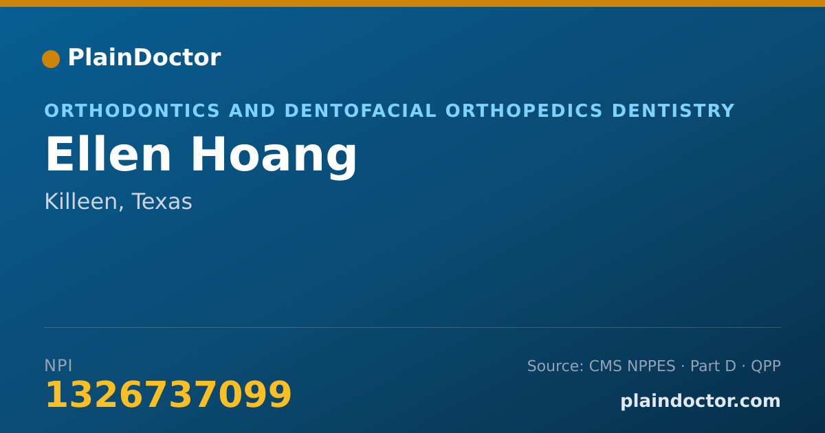 Shareable card for Ellen Hoang - Orthodontics and Dentofacial Orthopedics Dentistry, Killeen, TX