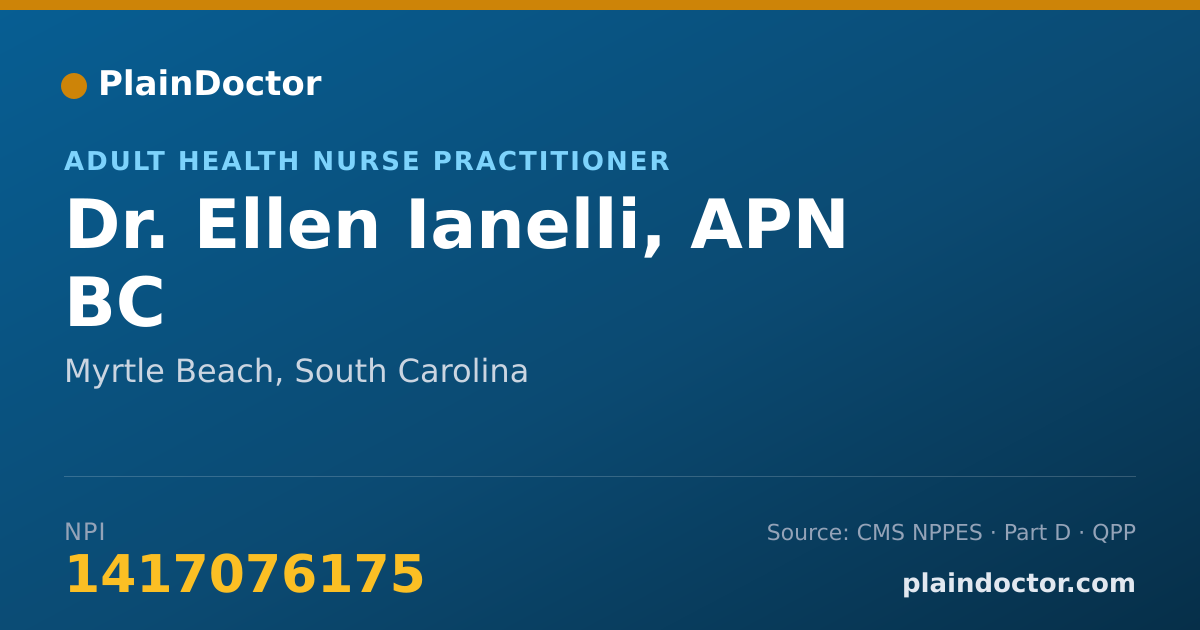 Shareable card for Ellen Ianelli, APN BC - Adult Health Nurse Practitioner, Myrtle Beach, SC