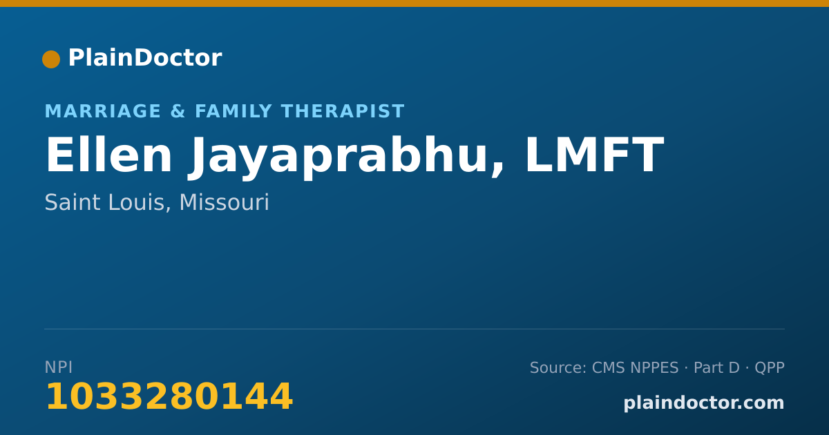 Shareable card for Ellen Jayaprabhu, LMFT - Marriage & Family Therapist, Saint Louis, MO