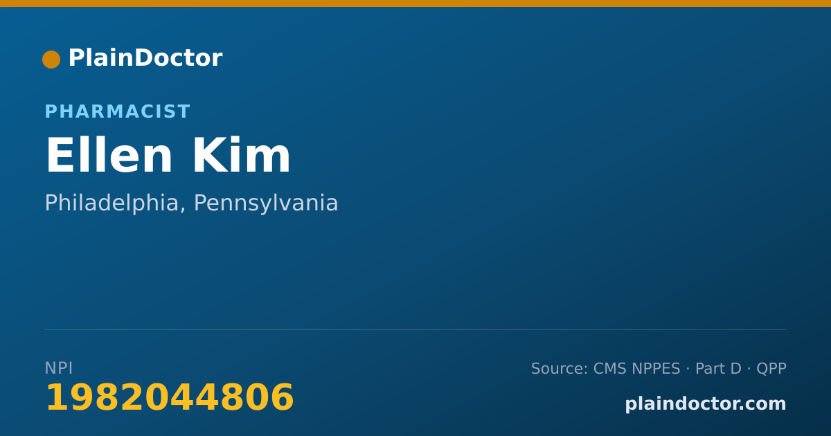 Shareable card for Ellen Kim - Pharmacist, Philadelphia, PA