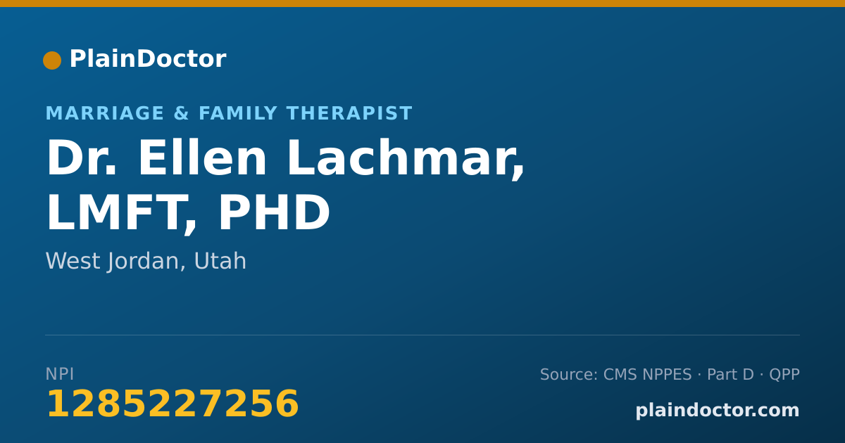 Shareable card for Ellen Lachmar, LMFT, PHD - Marriage & Family Therapist, West Jordan, UT