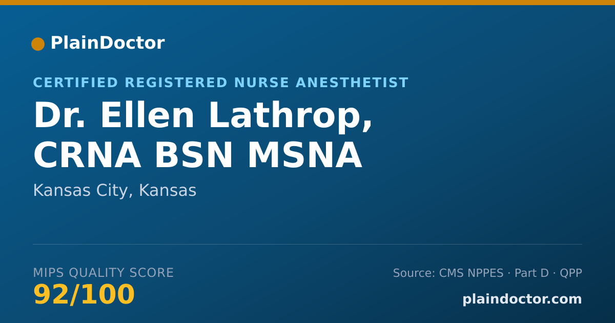 Shareable card for Ellen Lathrop, CRNA  BSN  MSNA - Certified Registered Nurse Anesthetist, Kansas City, KS