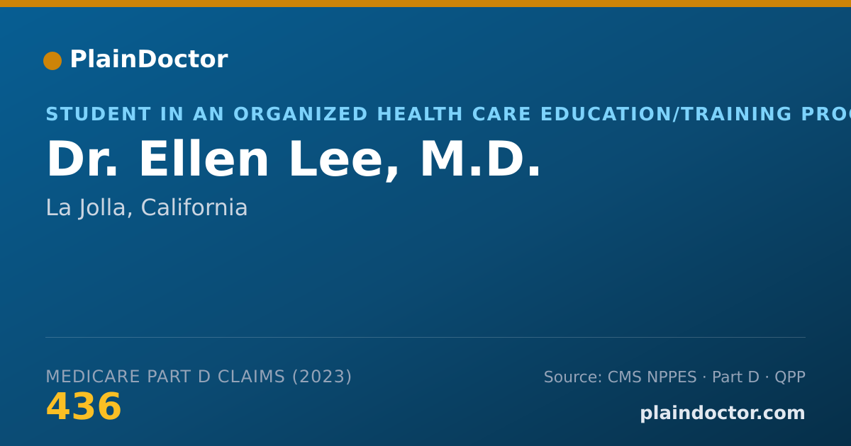 Shareable card for Ellen Lee, M.D. - Student in an Organized Health Care Education/Training Program, La Jolla, CA